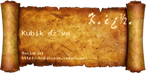 Kubik Éva névjegykártya