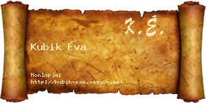 Kubik Éva névjegykártya